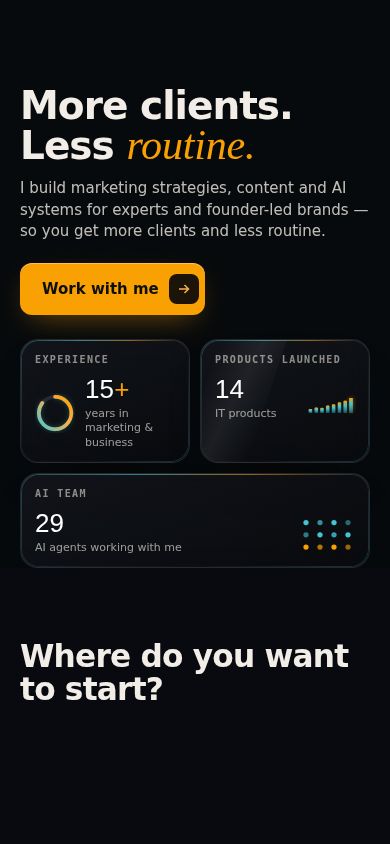Homepage on mobile