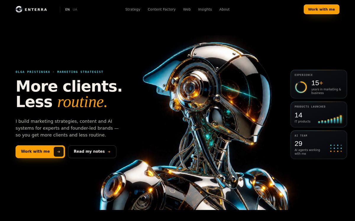 Homepage on desktop
